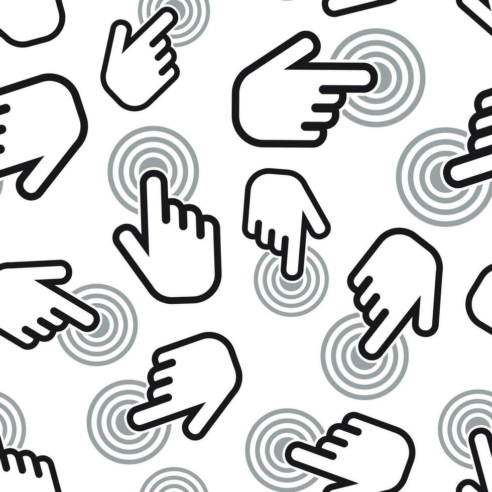 Click hand seamless pattern background. Business flat vector illustration. Cursor finger sign symbol pattern.