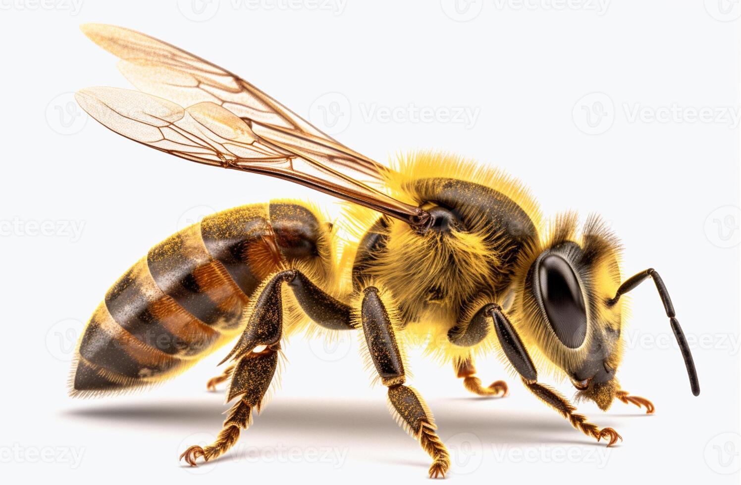 Bee A beautiful and glossy Yellow Bee in a dynamic portrait pose photo