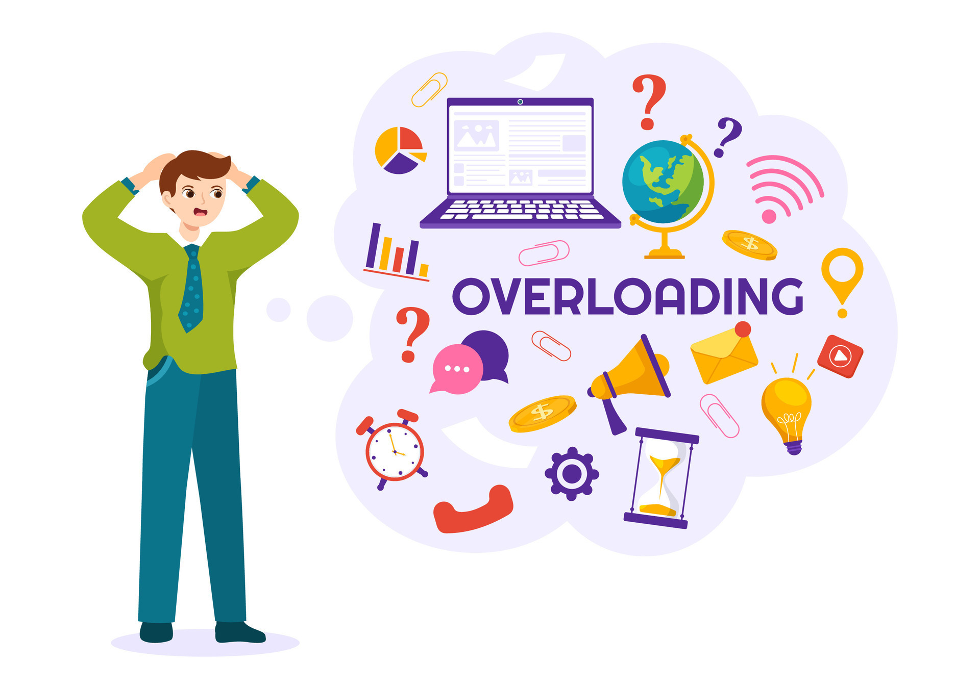 Overloading Vector Illustration with Busy work and Multitasking Employee to  Finish Many Documents or Digital Information in Hand Drawn Templates  25900492 Vector Art at Vecteezy