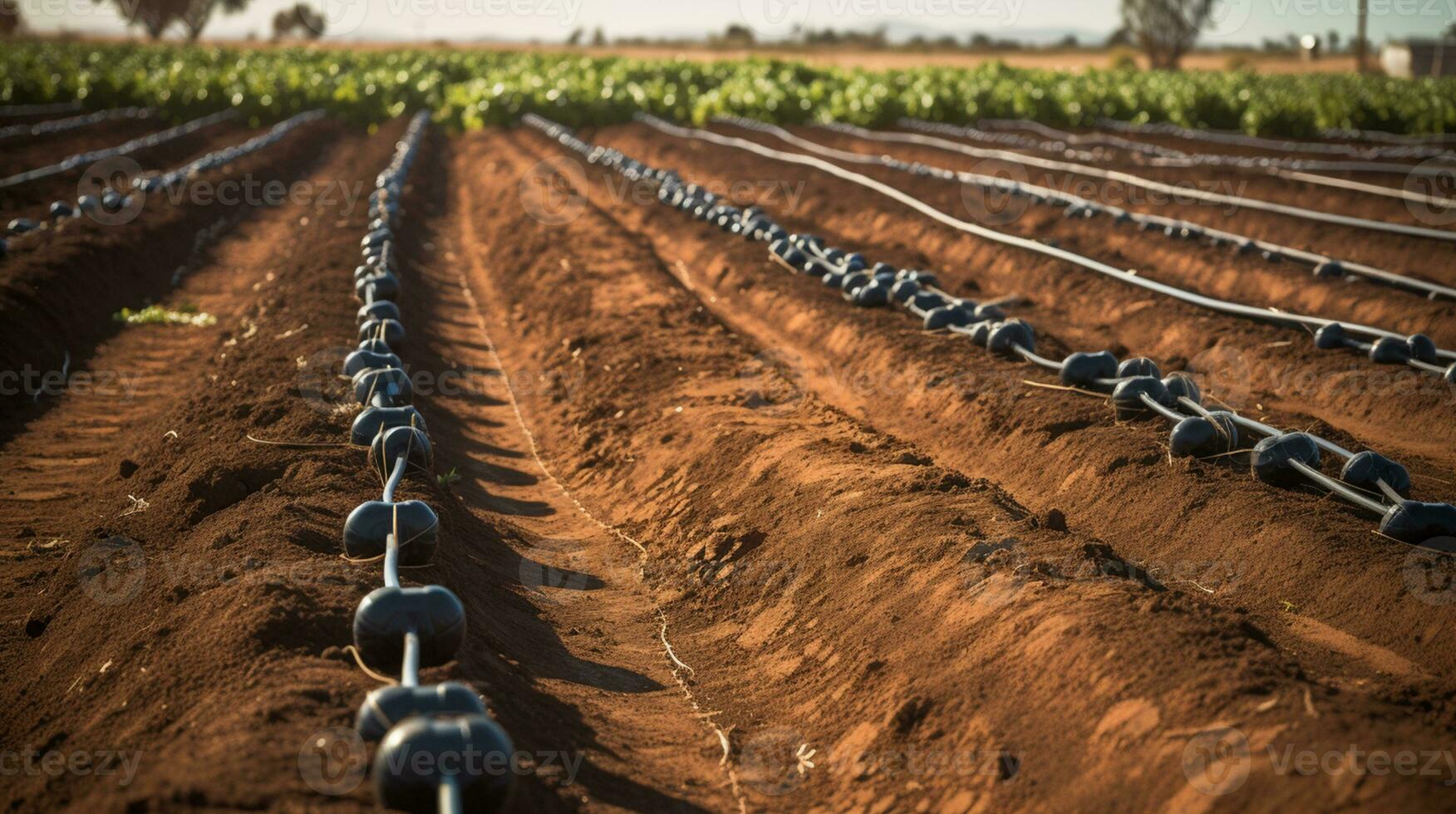 cosecha en el granja un tractor conducción en un campo. generativo ai. foto