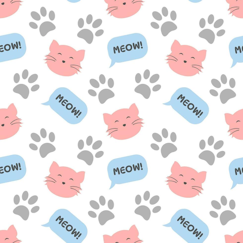Cats Animals Seamless Pattern Design with Cat Element in Template Hand Drawn Cartoon Flat Illustration vector
