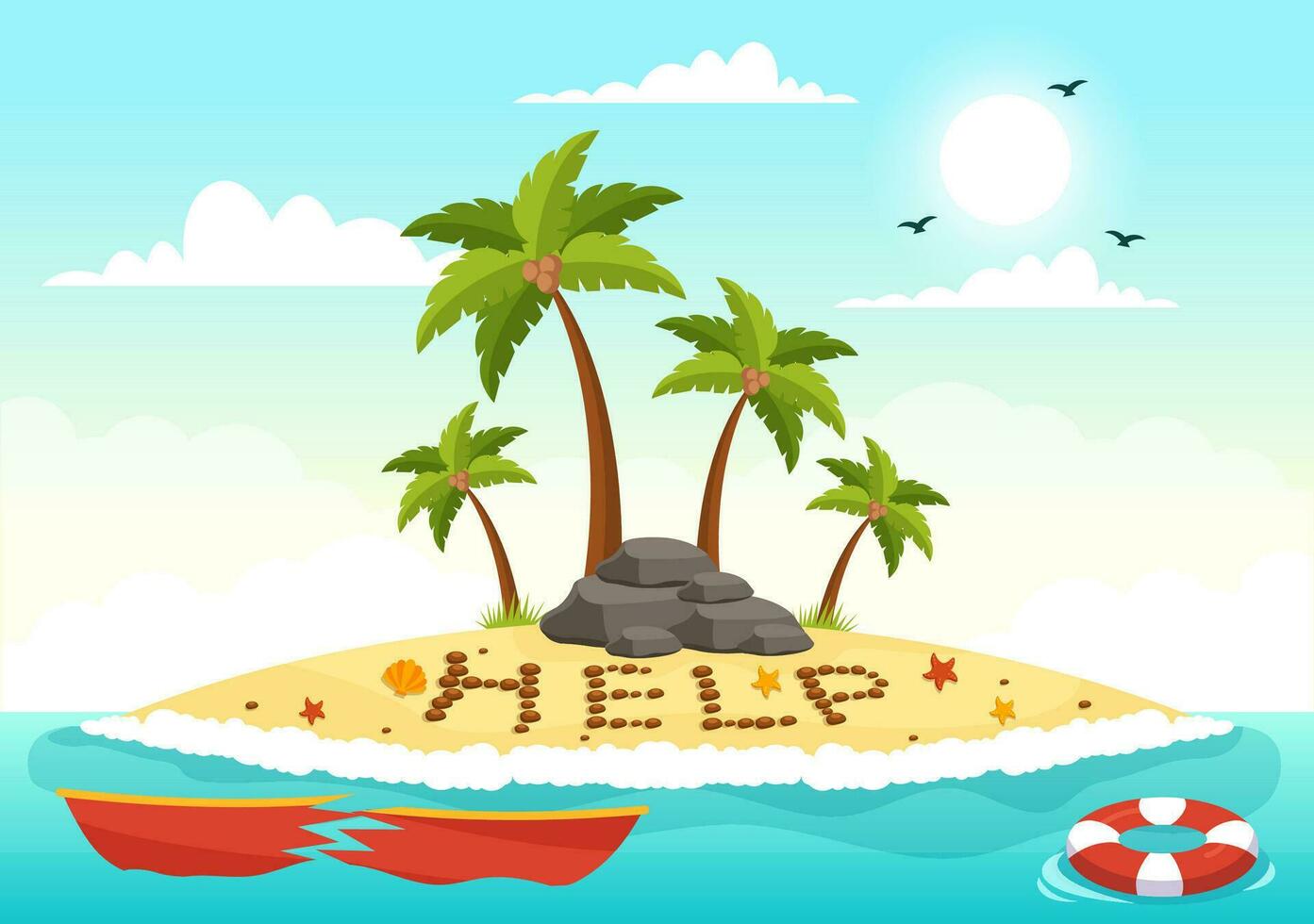 SOS Message Vector Illustration with People Who Need Emergency Assistance in Various Situations in Flat Cartoon Hand Drawn Background Templates
