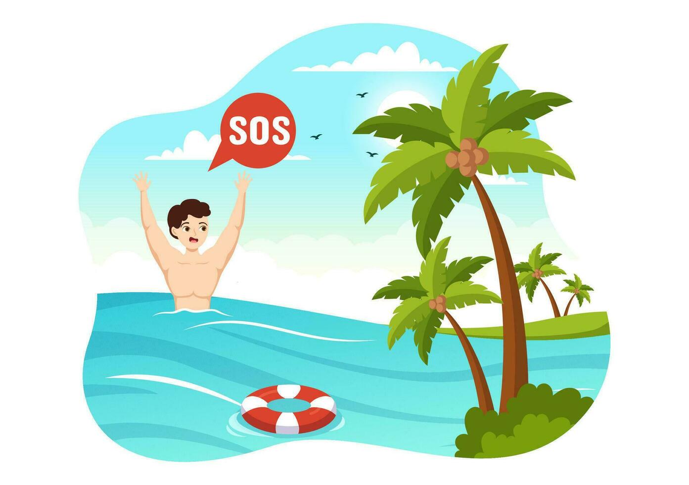 SOS Message Vector Illustration with People Who Need Emergency Assistance in Various Situations in Flat Cartoon Hand Drawn Background Templates