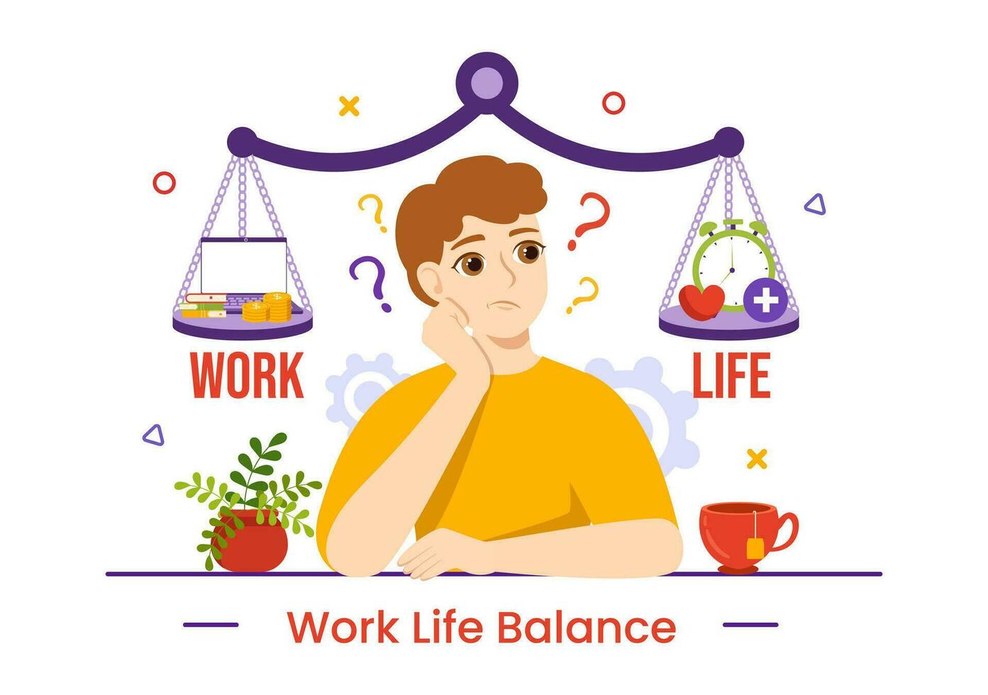 Work Life Balance Vector Illustration of Person Balancing with Job and Family or Leisure Activities in Multitasking Flat Cartoon Hand Drawn Templates