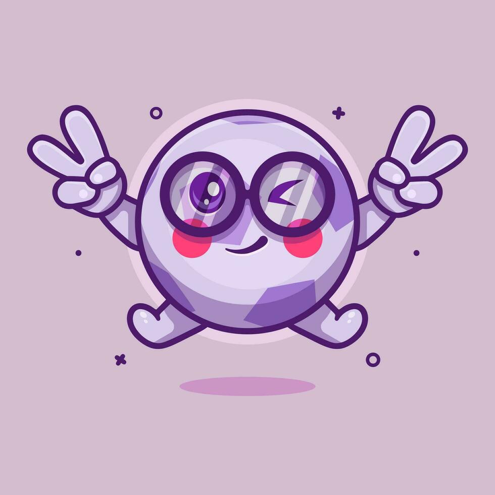 cute soccer ball character mascot with peace sign hand gesture isolated cartoon in flat style design vector