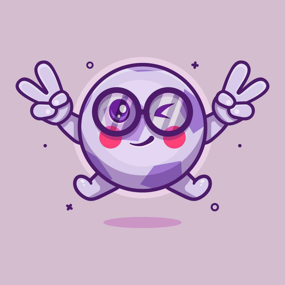 linda fútbol pelota personaje mascota con paz firmar mano gesto aislado dibujos animados en plano estilo diseño vector