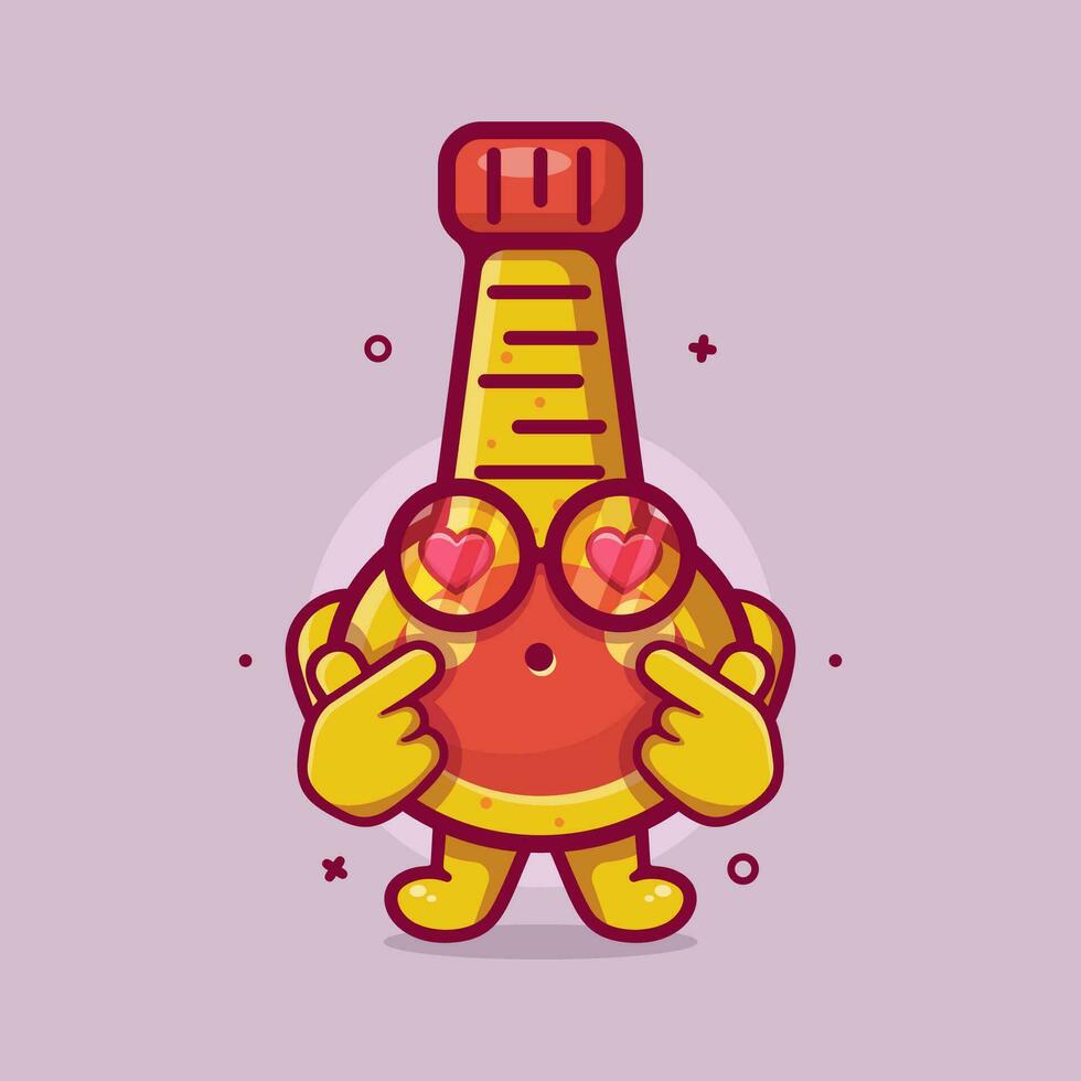 kawaii mayonesa botella personaje mascota con amor firmar mano gesto aislado dibujos animados en plano estilo diseño vector