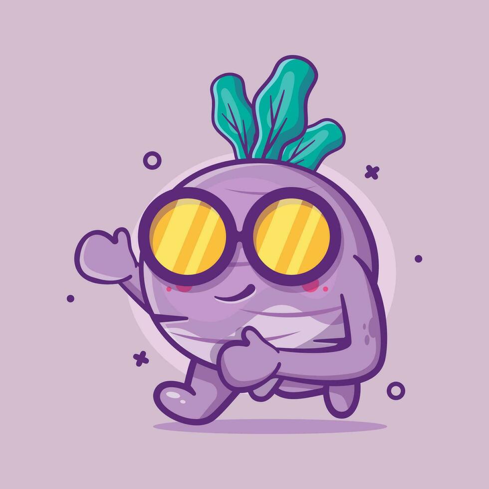 cute turnip vegetable character running isolated cartoon in flat style design vector