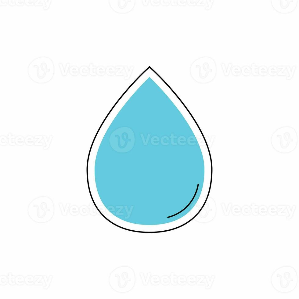 Water drop in retro groovy style on white backdrop. Daily water tracker. Drinking enough water, hydration challenge.Vector illustration. photo