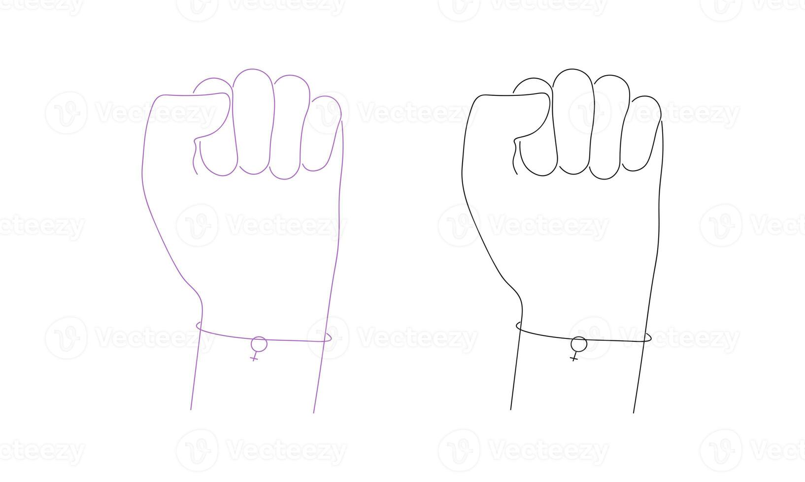 Woman hand feminism in trendy style one line. Trendy illustration photo