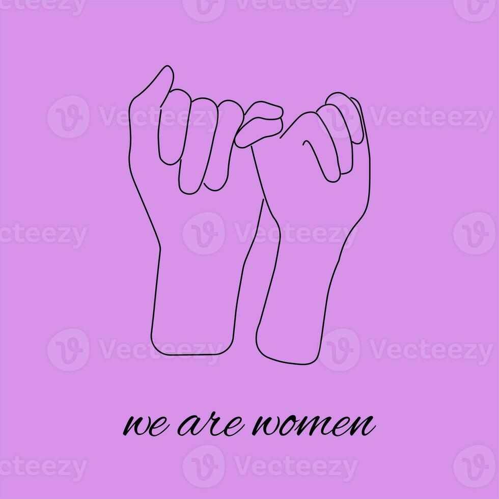 Woman hand feminism in trendy style one line. Trendy illustration photo