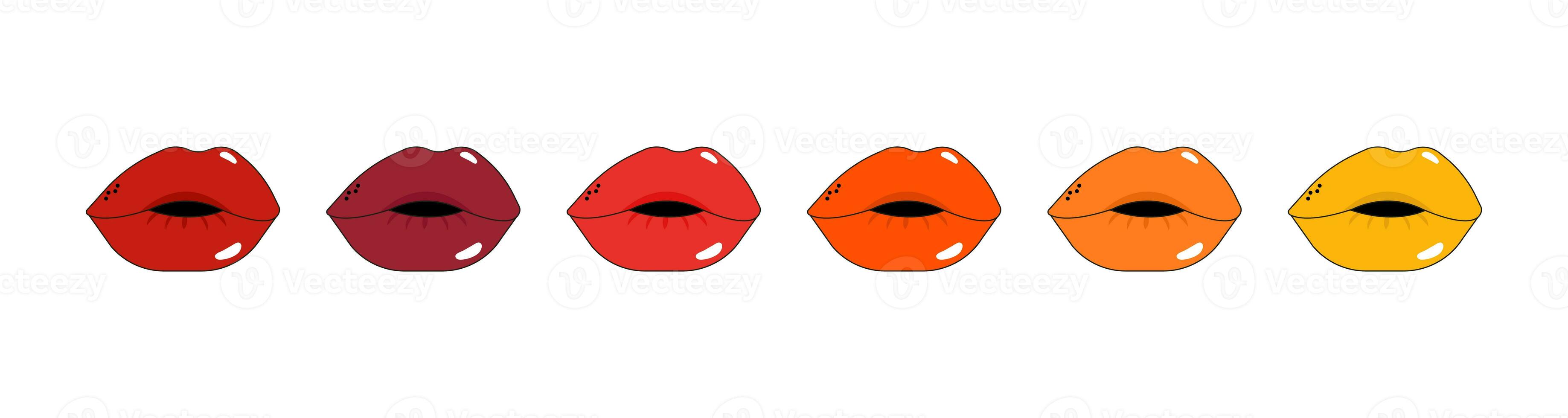 Red, orange and yellow lips. Collection, set of symbols and associations of feminism. Women's rights day, international women's day. photo