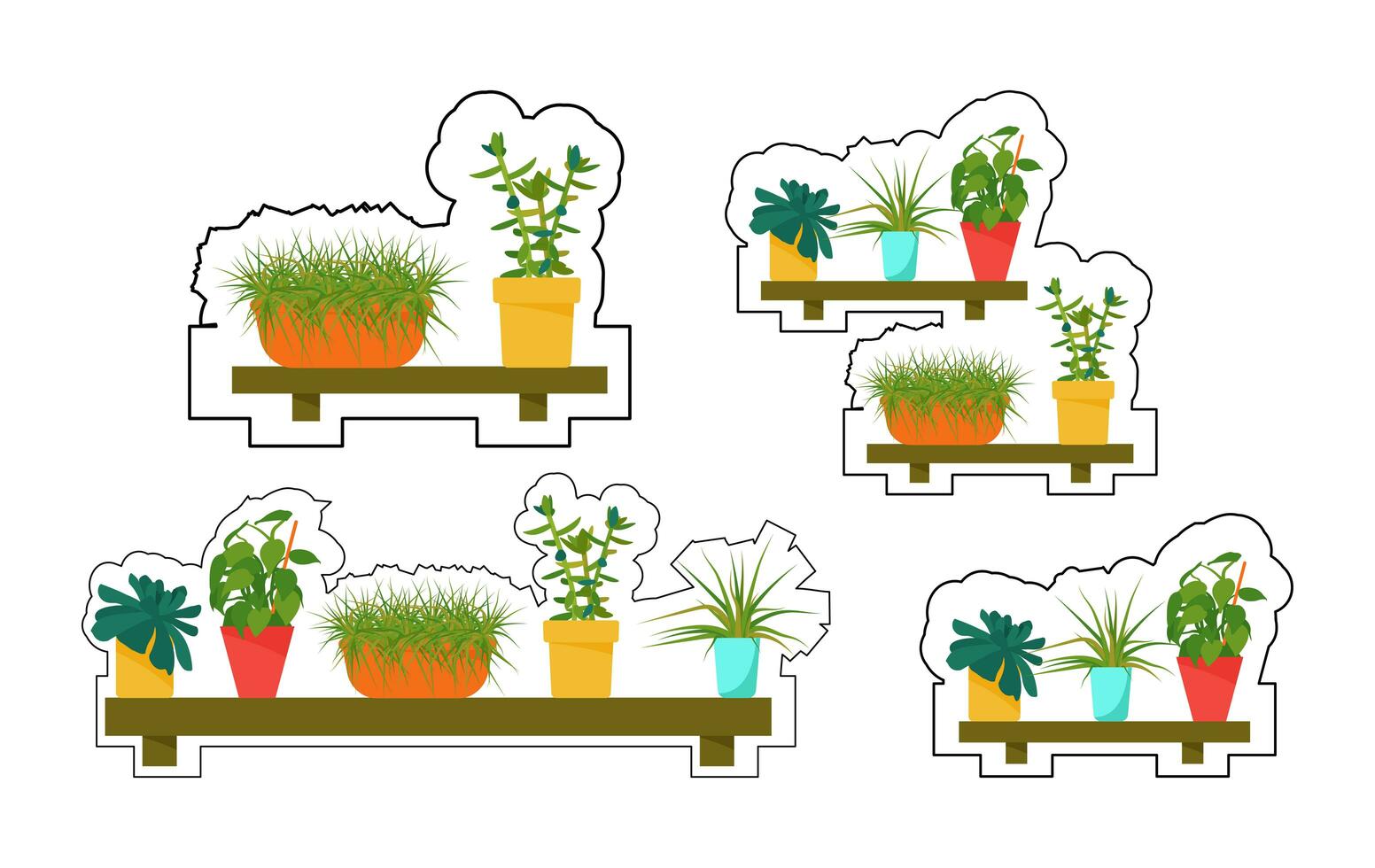 Stickers of house plants and care tools. Interior Scandinavian design. Design element. photo