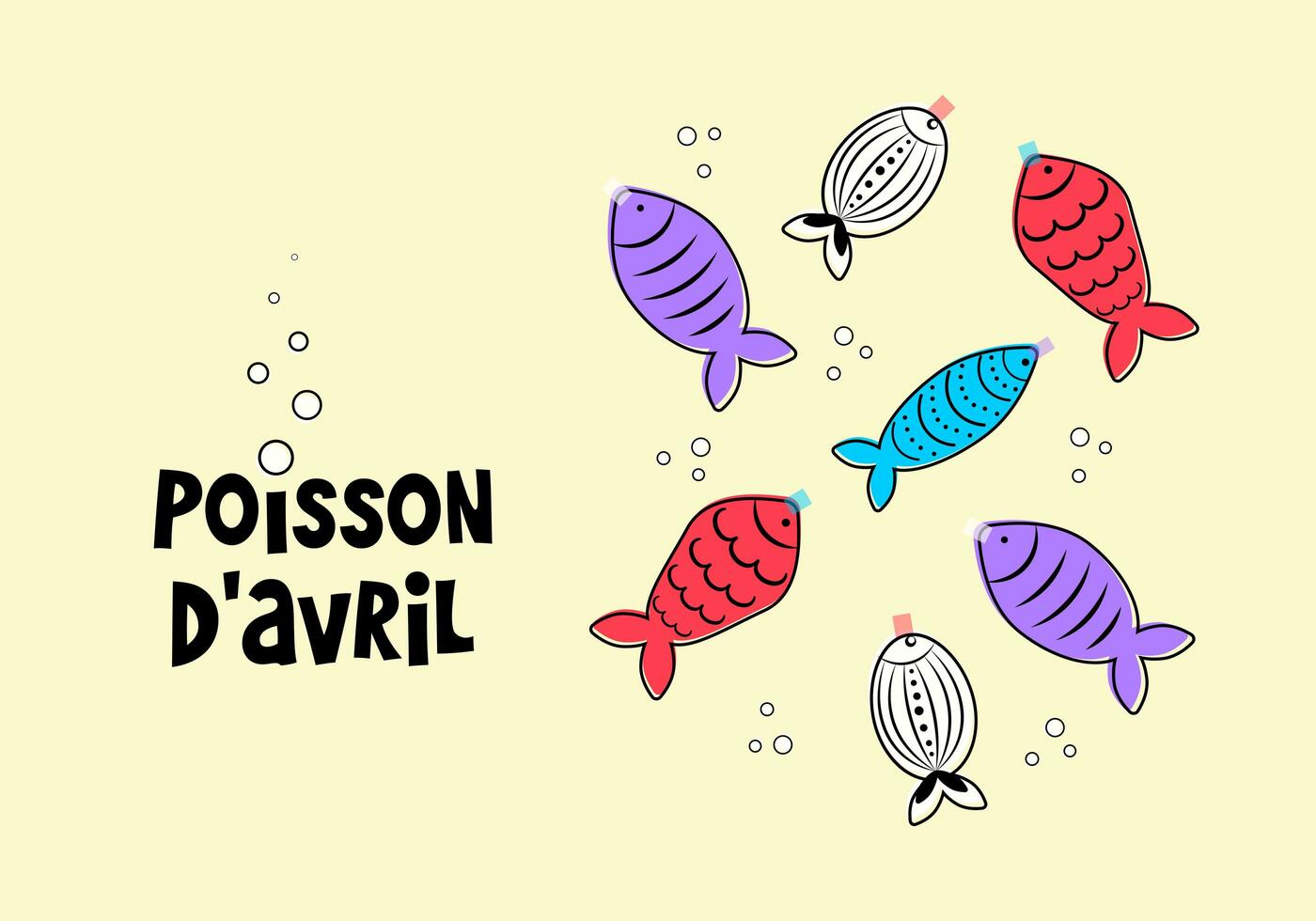 French April Fool's Day. Poisson d'avril. Design for greeting card, poster and banner. photo