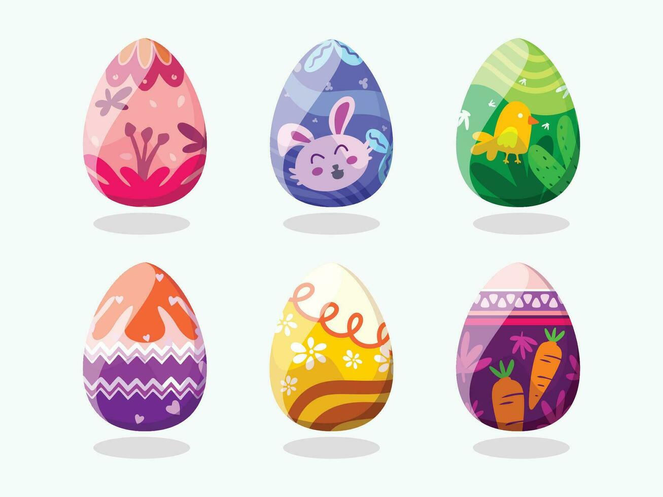 set of cute colorful egg collection illustration for easter day vector