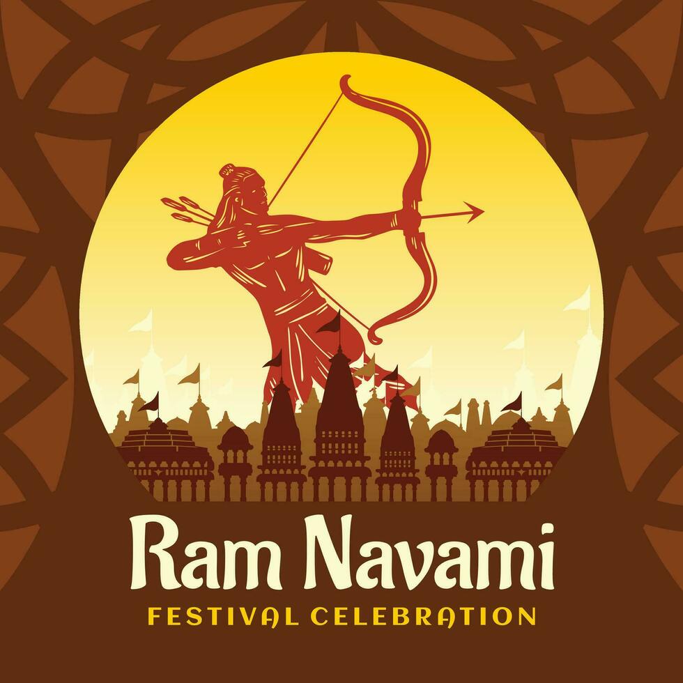 vector gradient illustration for a happy Ram Navami greeting