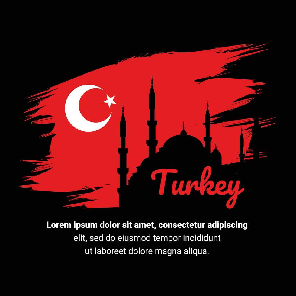 turkey flag abstract vector flat illustration