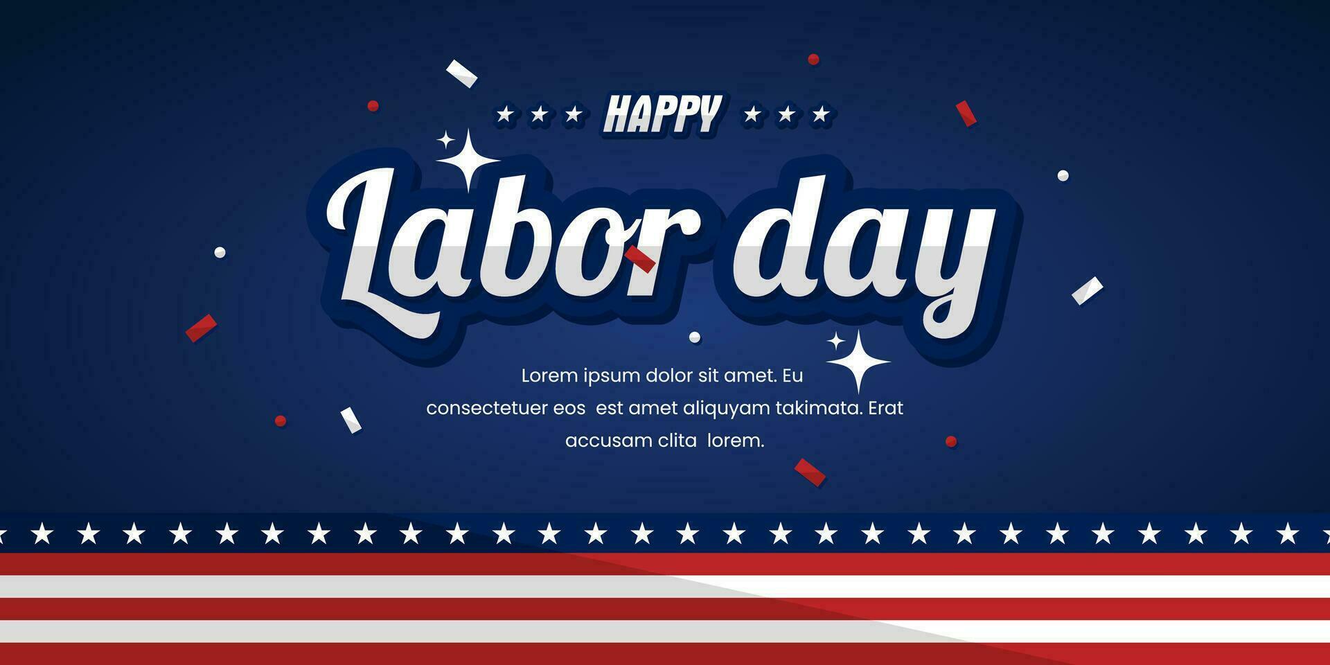 USA Labor Day banner with blue background in United States national flag colors and text Happy Labor Day. Vector illustration.