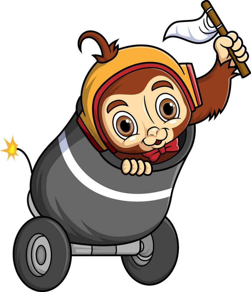 a monkey is playing with rocket circus vector