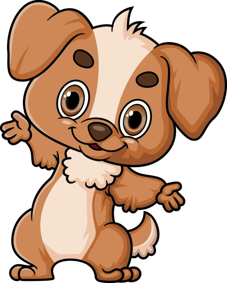 Cartoon funny little dog posing vector