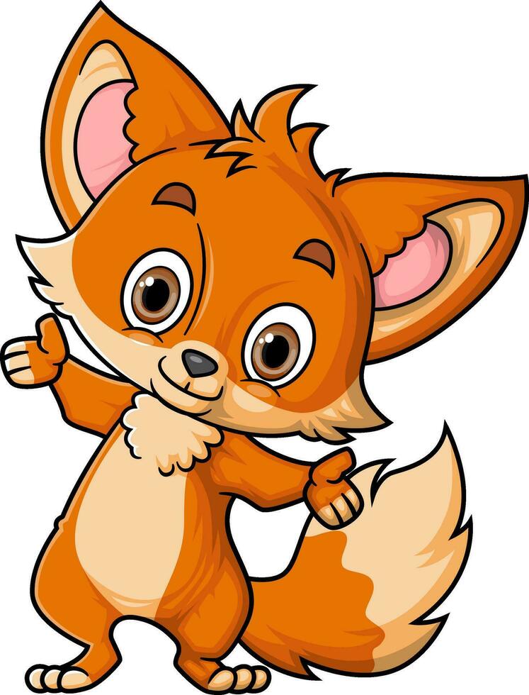 Cartoon funny little fox posing vector
