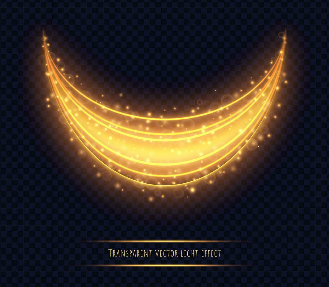 Magic golden light trail effect vector