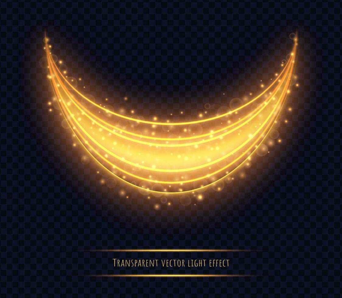 Magic golden light trail effect vector