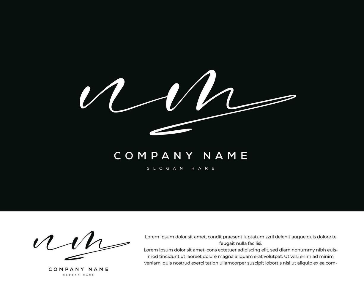 n m nm initial letter handwriting and signature logo vector