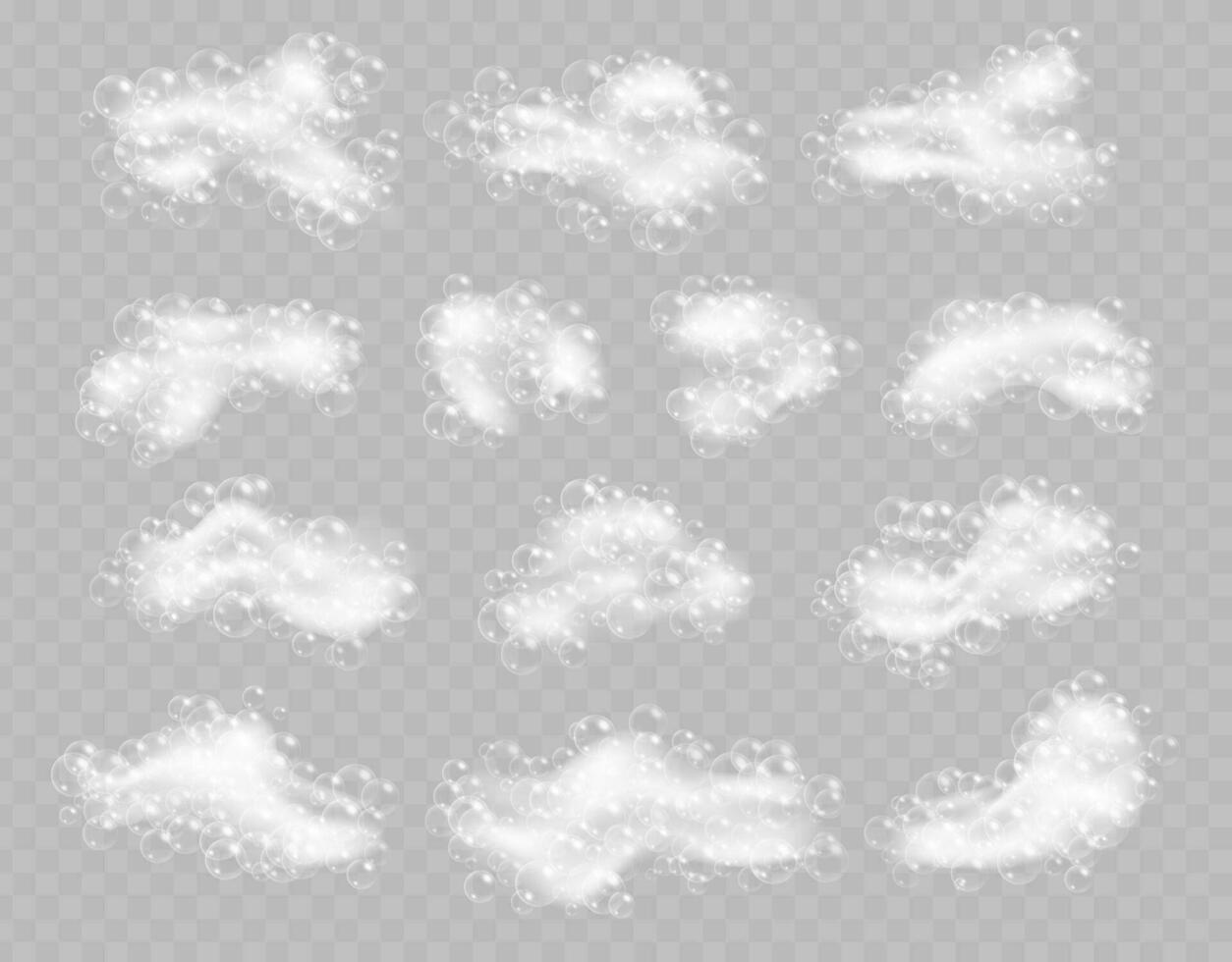 Soap foam with bubbles vector