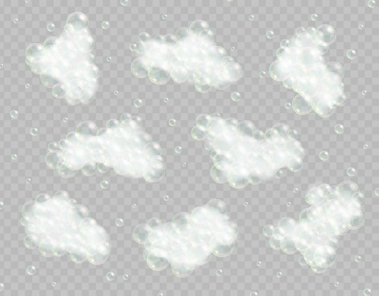Soap foam with bubbles vector