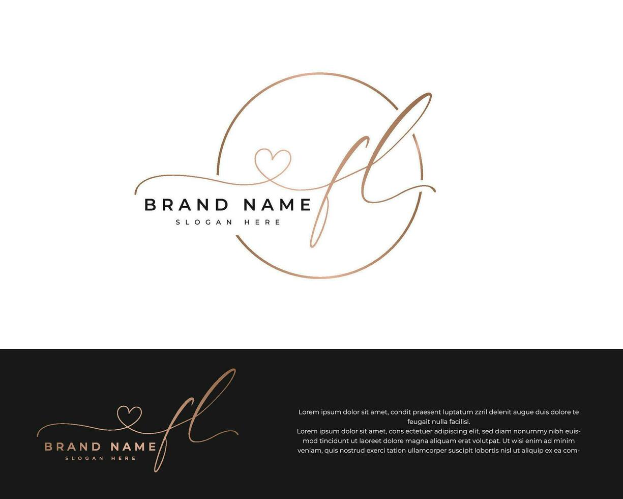 initial fl beauty monogram and elegant logo design handwriting logo initial signature vector