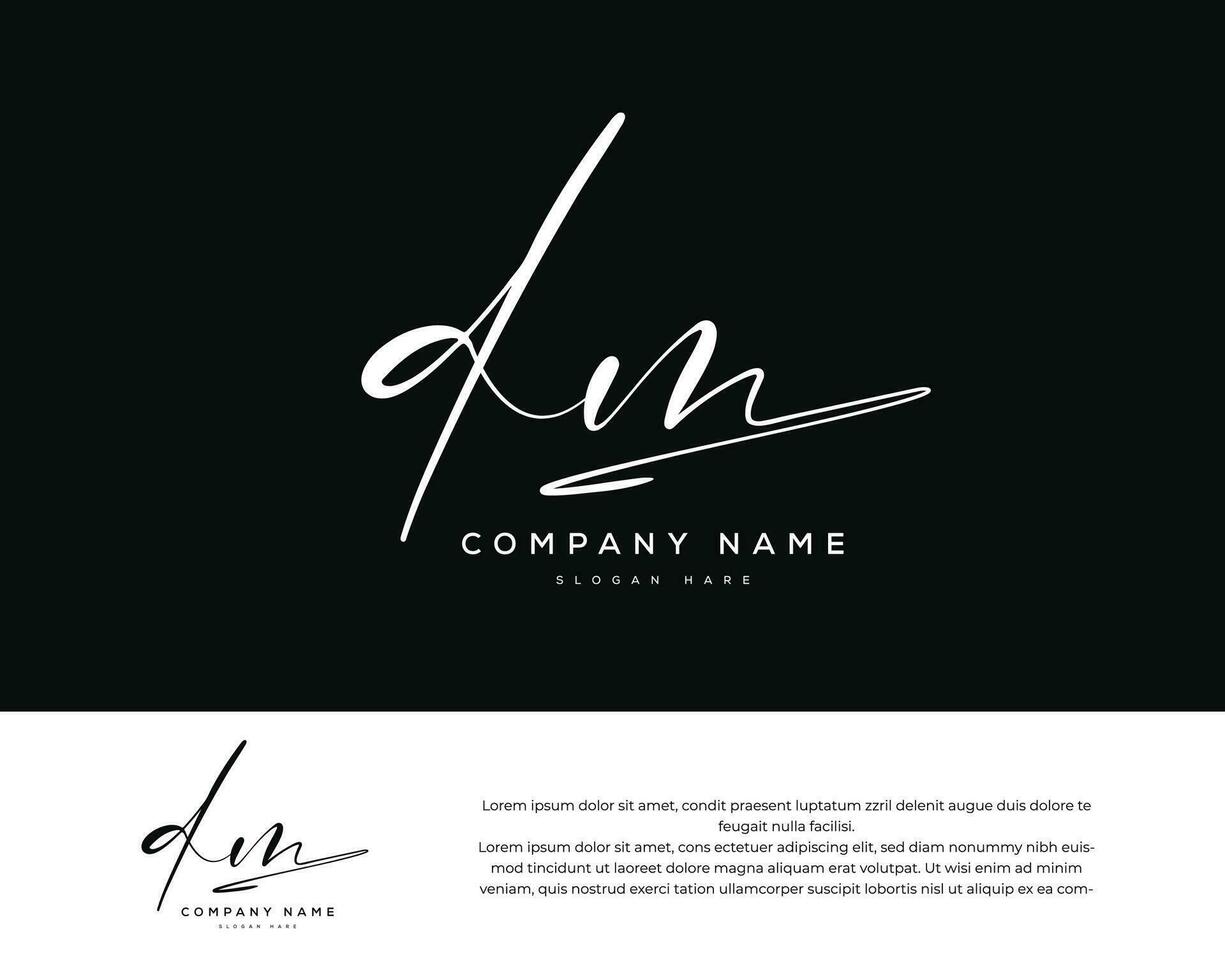 d m dm initial letter handwriting and signature logo vector