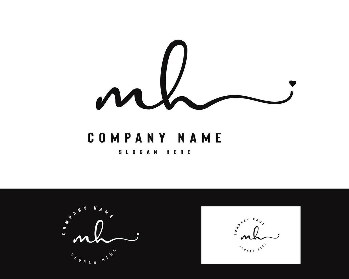 MH M H Initial letter handwriting and signature logo vector