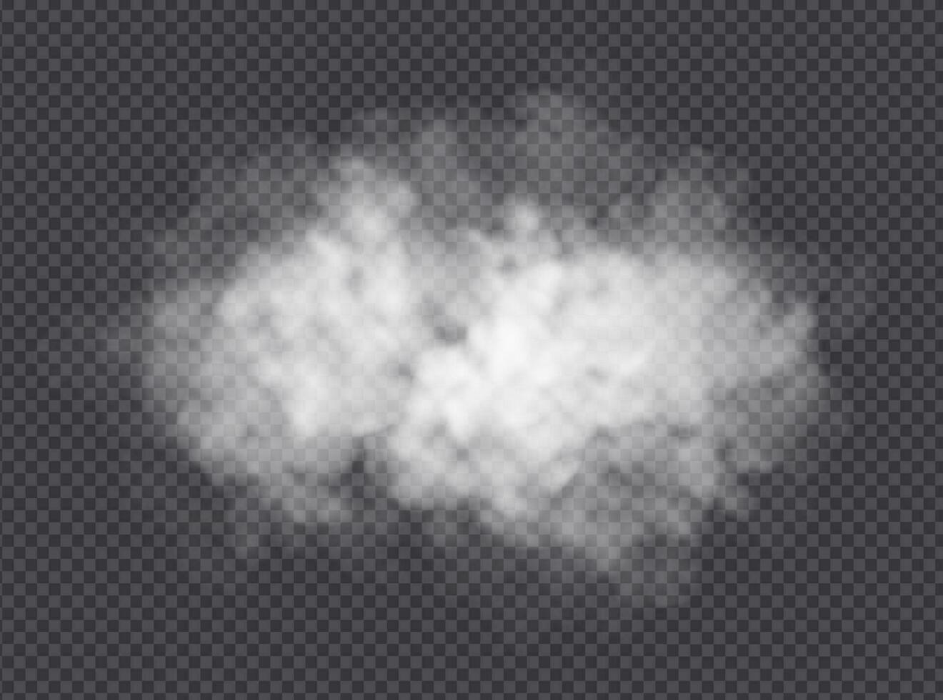 Fog or smoke cloud. Realistic smog, haze, mist or cloudiness effect. vector