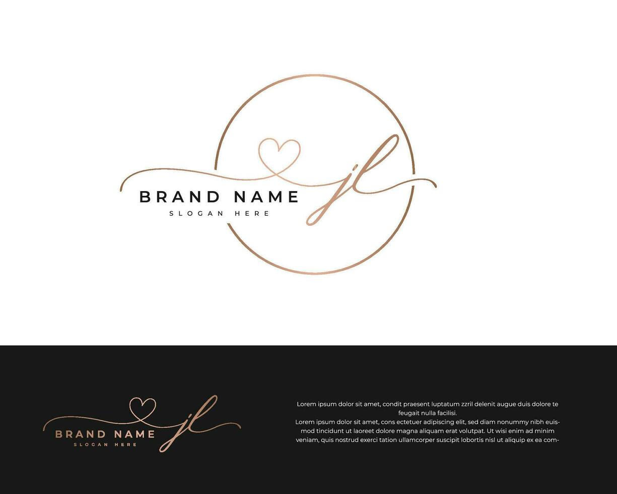 initial jl beauty, monogram, and elegant logo design handwriting logo, initial signature vector