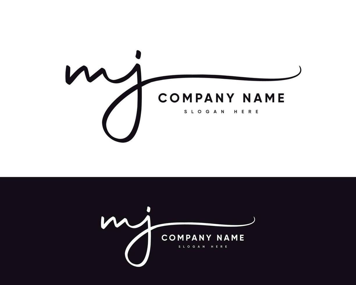 m j mj initial letter handwriting and signature logo vector