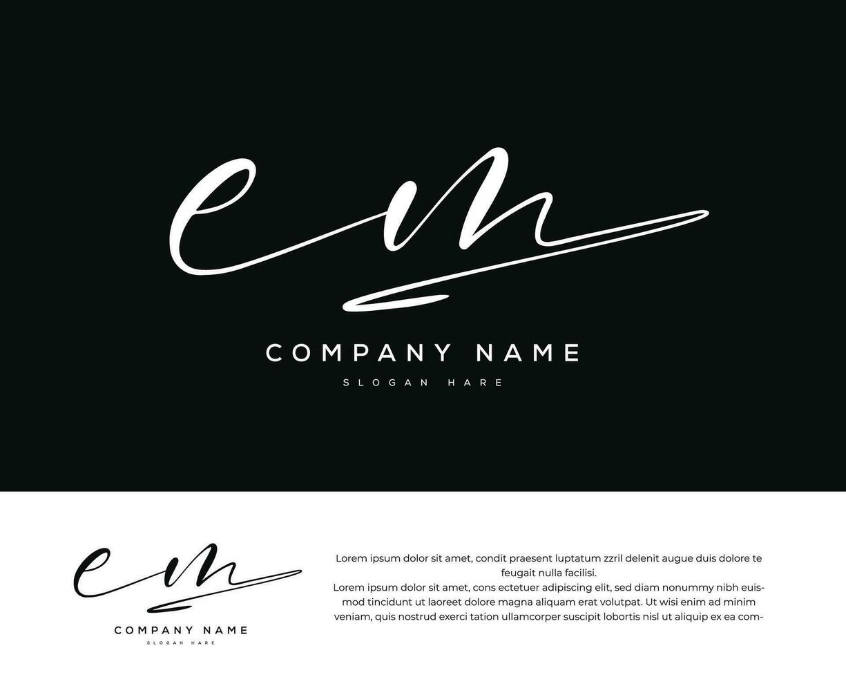 em e m initial letter handwriting and signature logo vector