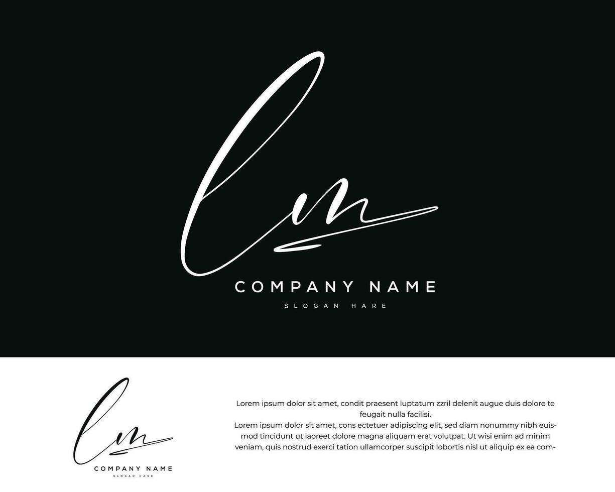 lm l m initial letter handwriting and signature logo vector