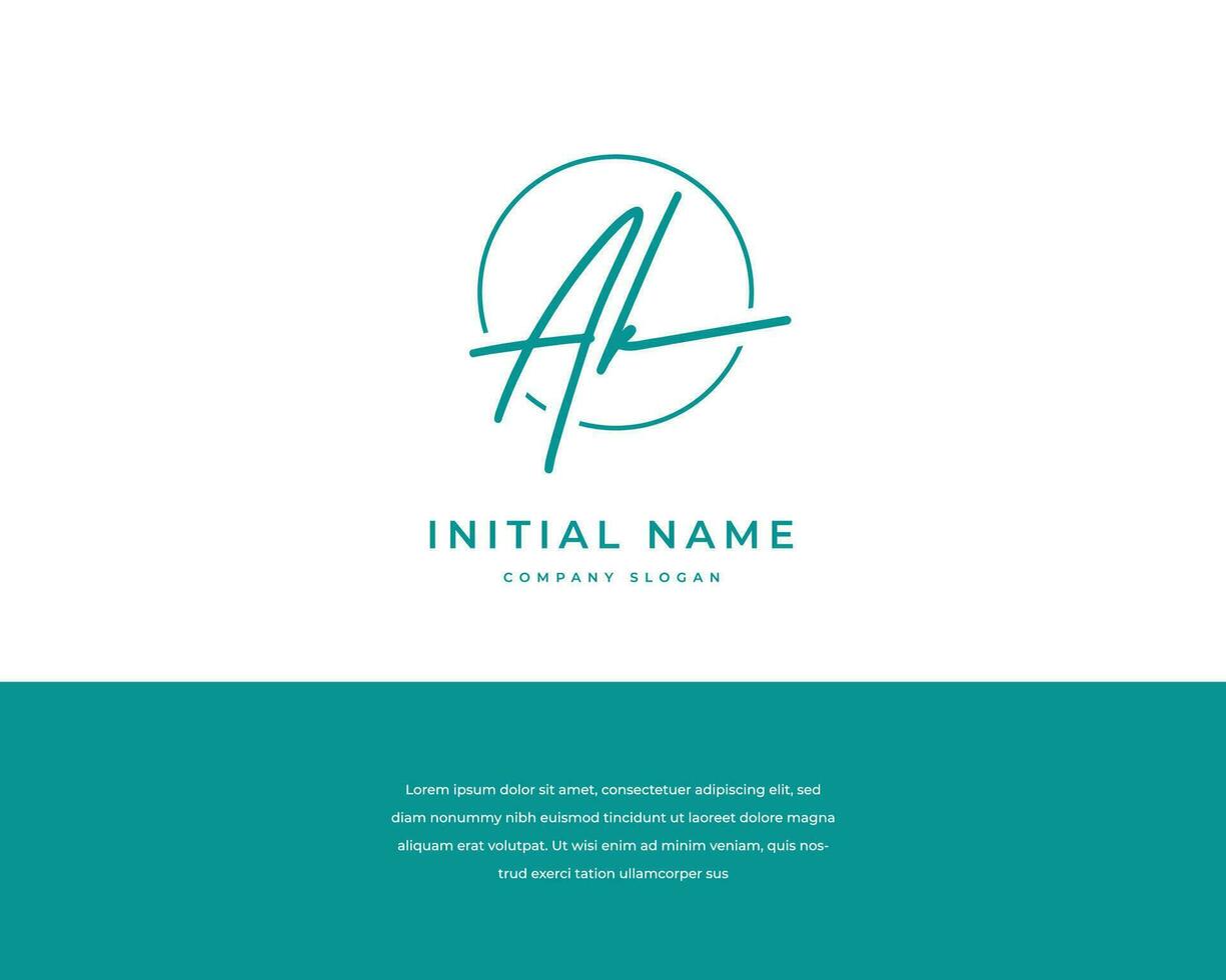 a k ak initial letter handwriting and signature logo vector