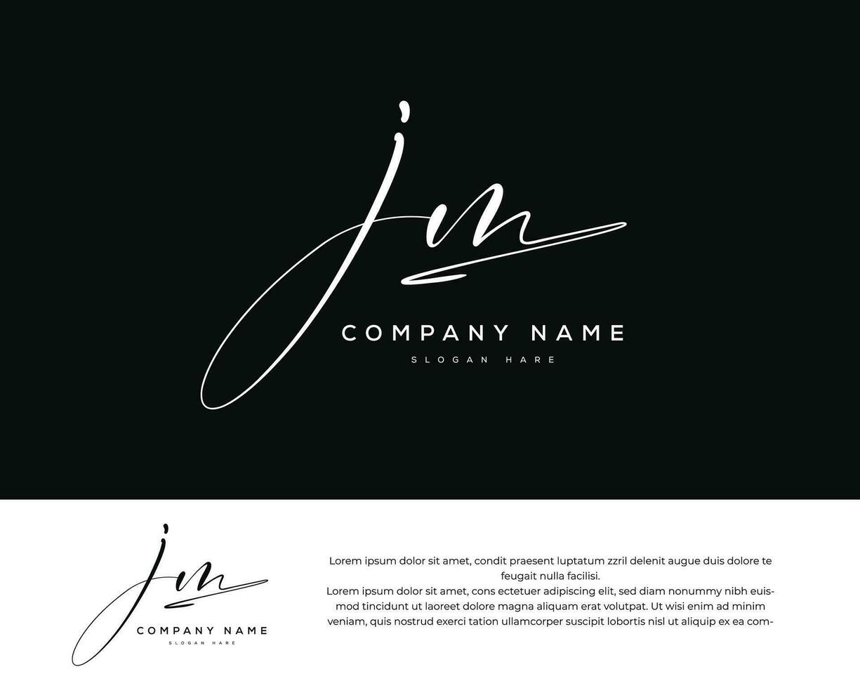 jm j m initial letter handwriting and signature logo vector