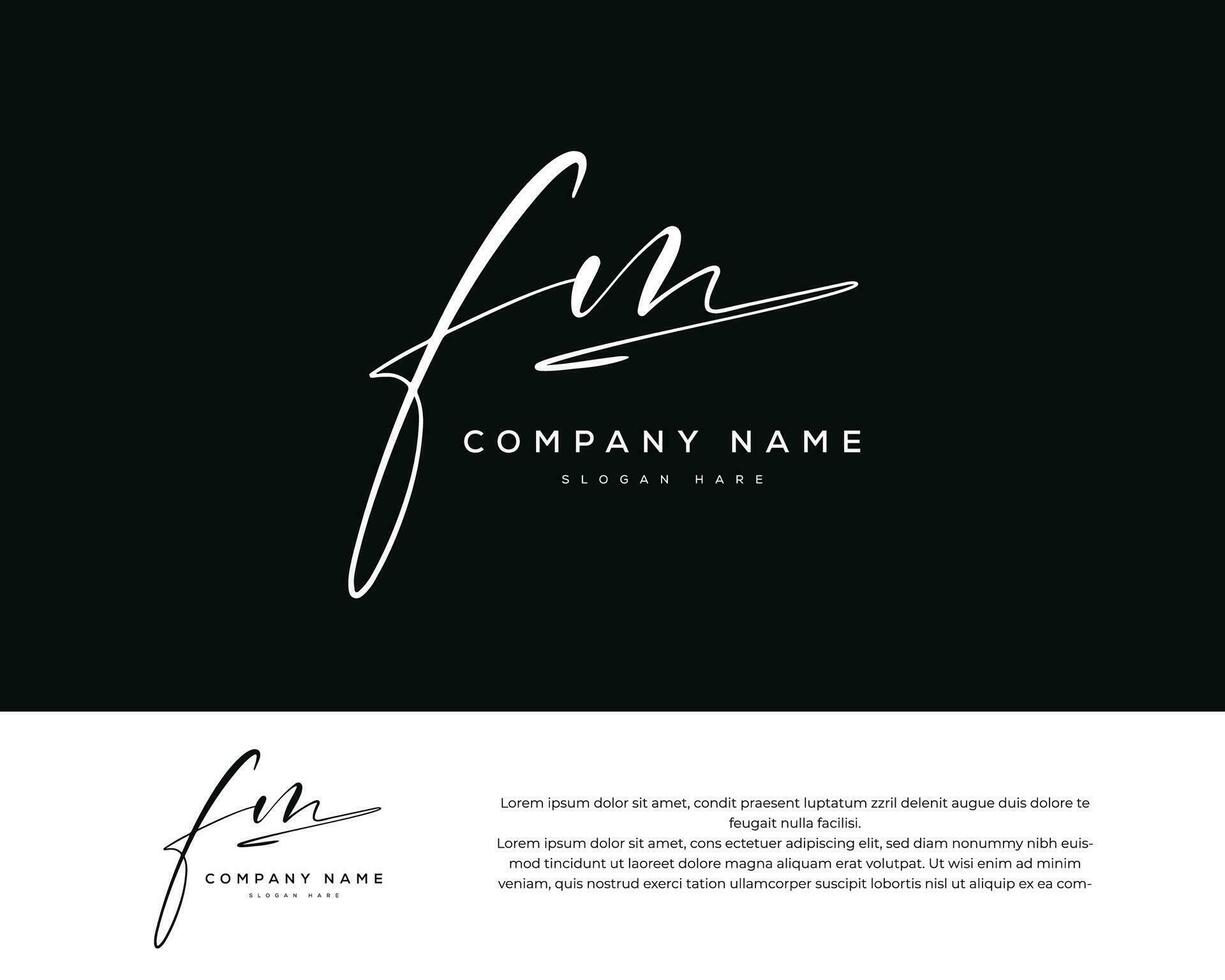 f m fm initial letter handwriting and signature logo vector