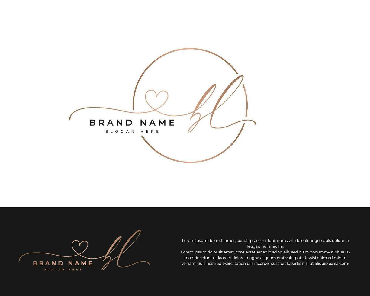 initial bl beauty monogram and elegant logo design handwriting logo initial signature vector