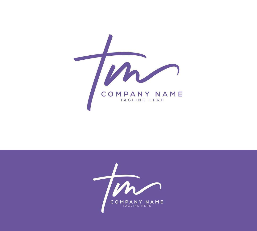 tm inicial letra escritura y firma logo vector