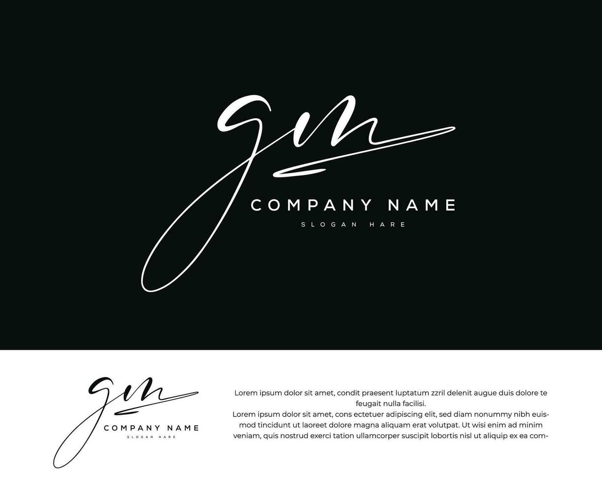 g m gm initial letter handwriting and signature logo vector