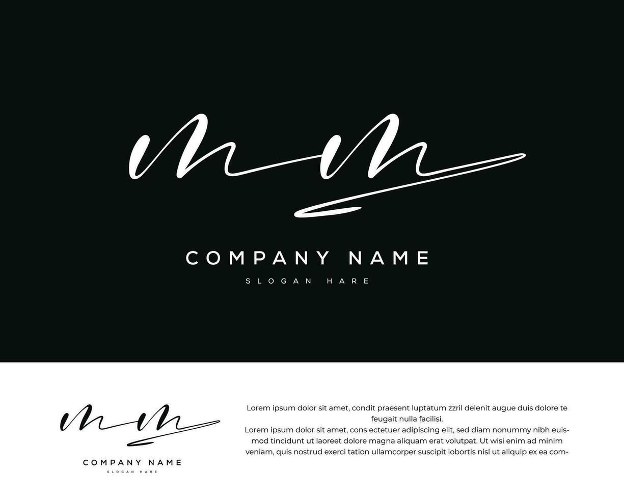 m mm initial letter handwriting and signature logo vector