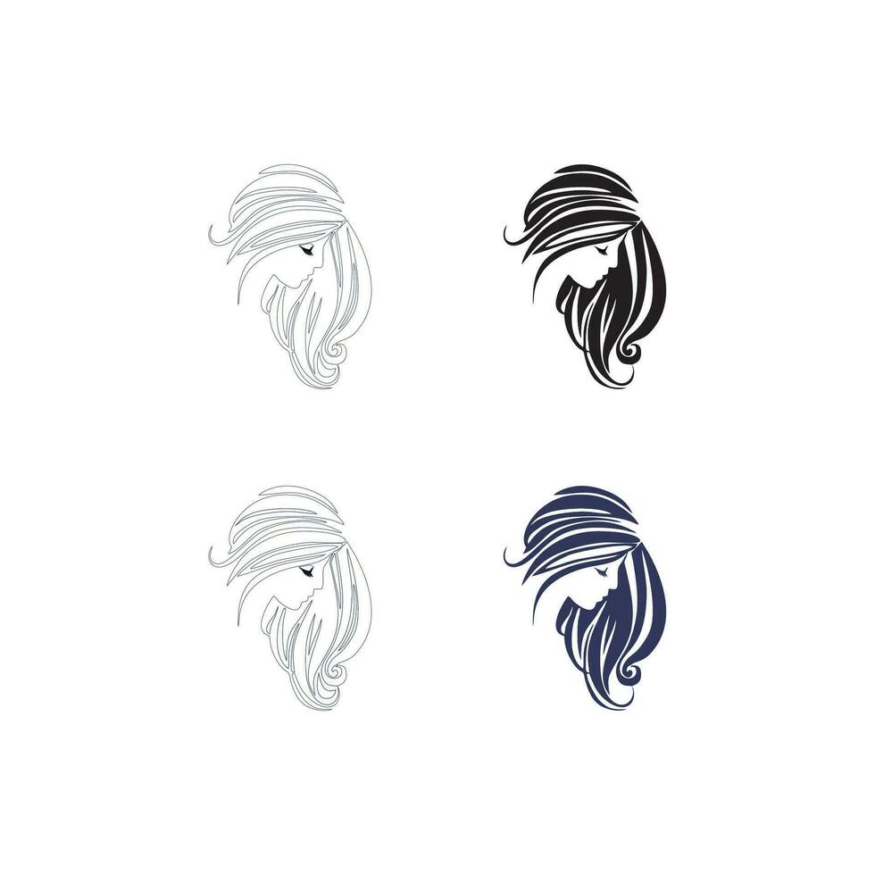 beautiful woman hair logo vector