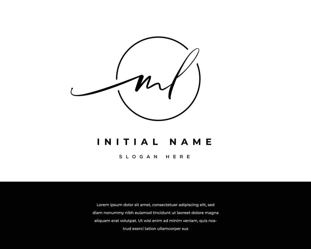 m l ml initial letter handwriting and signature logo vector