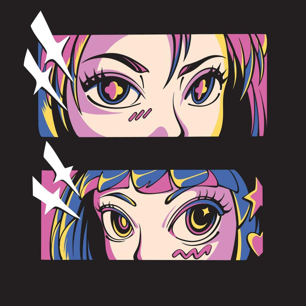 Japanese face anime vector art