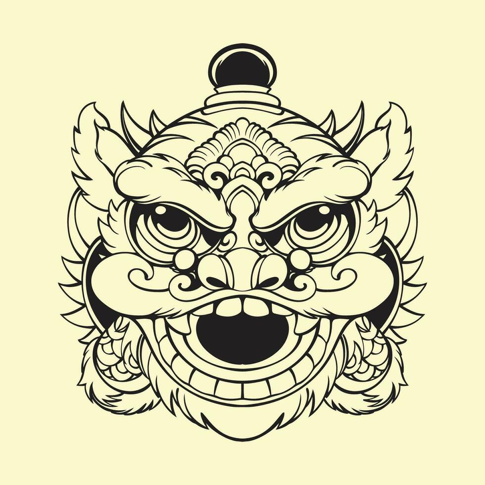 outline lion dance outline vector art