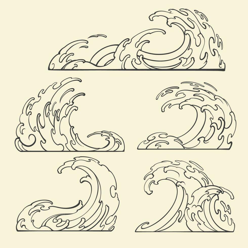 Japanese Wave outline vector art